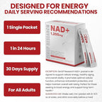 Liquid NAD, Extra Strength 1,200mg NAD+ Supplement with CoQ10, Resveratrol, D-Ribose & PQQ for Men & Women, Natural NAD+ Stick for Anti-Aging, Energy, Focus - 30 Packets