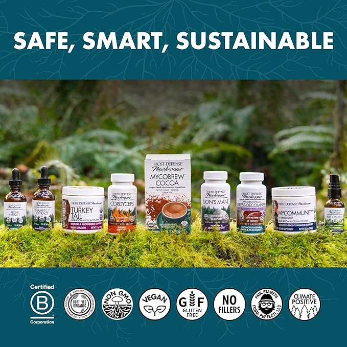 Host Defense CordyChi Capsules - Energy & Immune Support Supplement - Cordyceps & Reishi Mushroom Supplement for Relaxation & Respiratory Support - Aids Against Tiredness - 60 Capsules (30 Servings)*