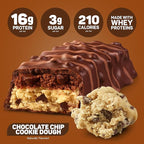 FITCRUNCH Snack Size Protein Bars, 6-Layer Baked Bar, 3g of Sugar & Soft Cake Core (18 Bars, Chocolate Chip Cookie Dough)