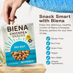 BIENA Chickpea Snacks - Crunchy Roasted Chickpeas - High Fiber Vegan Protein Snacks for Adults and Kids - 4-Pack, 5 Ounce Bags - Sea Salt
