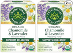 Traditional Medicinals Organic, Chamomile & Lavender - Chamomile Tea Supporting Stress Relief and Relaxation - Kosher, Non-GMO, Caffeine-Free, Compostable - 16 Tea Bags (Pack of 2)