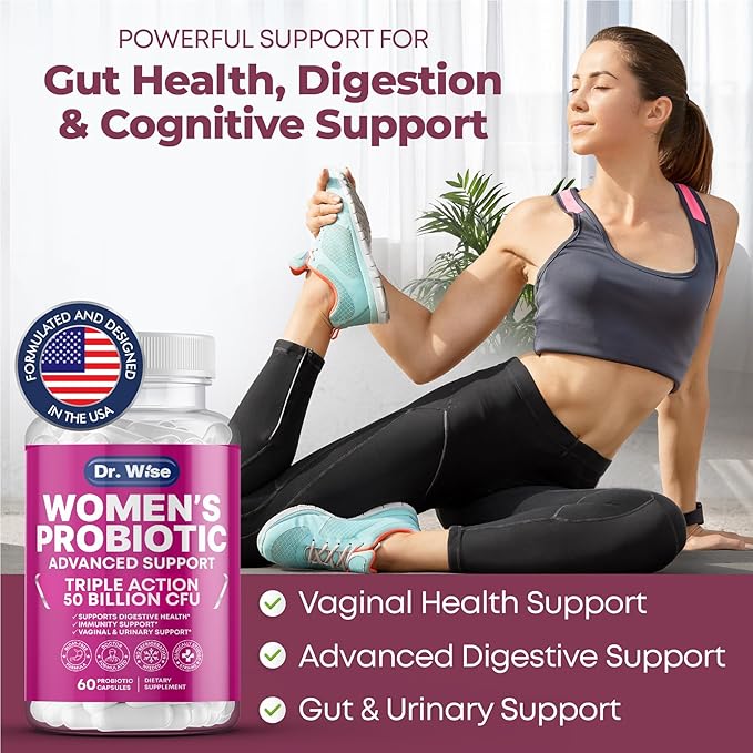 Dr. Wise Women’s Probiotic 50 Billion CFU – 60 Veggie Capsules | Vaginal Health & Digestive Support | 5 Targeted Strains Including L. Reuteri & Rhamnosus | Shelf Stable, Non-GMO & Gluten-Free