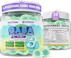 GABA Gummies 1000mg - Liposomal Calm Mood Gummies with L-Theanine, Magnesium Glycinate, Ashwagandha, 5htp, Inositol, Melatonin-Free for Zzz Better, GABA Supplements for Adult, Sugar-Free 60Cts