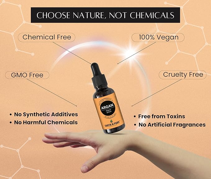 Earth N Pure Argan Oil for Hair Styling, Hair Growth, Hairfall Control - Natural and Therapeutic Grade 50 ml