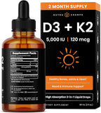 NutraChamps Vitamin D3 K2 Drops, Liquid Vitamin D3 5000 IU & K2 D3 with MK7, Vitamin D Drops for Kids, Bones, Heart & Immune Health, Liquid Vitamin D in MCT Oil for Better Absorption