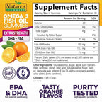 Omega 3 Fish Oil Gummies, Heart Healthy Omega 3 Gummy Supplement with High Absorption DHA & EPA, Extra Strength Joint & Brain Support, Delicious Orange Flavor Fish Oil Nature's Vitamin - 60 Gummies