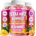 60 Yerba Mate Gummies - Formulated with L-Theanine, Rhodiola Rosea, Ginseng, Choline, B12 – Peach Mango Flavor – Vegan, Gluten-Free, Non-GMO