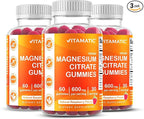 Vitamatic Magnesium Gummies 600mg per Serving – 60 Vegan Gummies – Relaxation, Muscle, Bone & Energy Support – 3 Pack