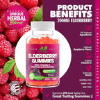 Elderberry Gummies with Vitamin C, Echinacea, Propolis (60 count) - Immune Support for Adults & Kids - Maximum Strength, Great Tasting Raspberry Flavor - Gluten-Free, Vegan - 60 Gummies