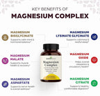 Complete Magnesium Complex 500mg for Women & Men | 240 Capsules | 6 in 1 Mag Supplement with Zinc | Quality Sleep & Muscle Health | Glycinate, Citrate, Malate, Oxide, Aspartate, Lysinate Glycinate