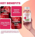 Vitamatic Chromium Picolinate 1000 mcg - 90 Gummies - High Potency Chromium - Raspberry Flavor
