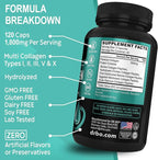 Multi Collagen Peptides for Women & Men - Type I, II, III, V, & X Multi Collagen for Women & Men Complex Capsules, Hydrolyzed Peptides Pills Supplements for Skin, Hair & Nails - 120 Protein Capsules
