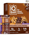 IQBAR Clean Plant Protein Bars - Chocolate Lovers Variety - 12 Count - Keto, Vegan, High Fiber, Gluten and Dairy Free, Low Sugar Snack - Brain and Body Nutrients for Focus, Energy, Meal Replacement