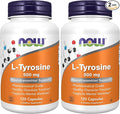 NOW Supplements, L-Tyrosine 500 mg, Supports Mental Alertness*, Neurotransmitter Support*, 120 Capsules (Pack of 2)
