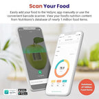 Etekcity Food Nutrition Scale, Smart Food Scale for calorie count, IPX6 Waterproof, Rechargeable, Bluetooth, Ounces and Grams for Weight Loss, Cooking, 304 Stainless Steel, Luminary 22lb