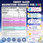 Kids Sleep Gummies NO Melatonin - Triple Magnesium Glycinate + Saffron, GABA, Berry & Nut Superfood Gummies, Sugar Free Nighttime Sleep Aid & Calm for Kids 4+ Teens, Relaxation, Brain & Muscle, 2Pack