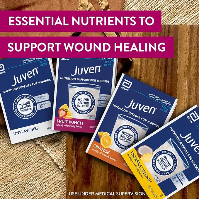 Juven Therapeutic Nutrition Drink Powder Including Collagen Peptides, Amino Acids, and HMB For Wound Healing Support, Fruit Punch, 30 Packets