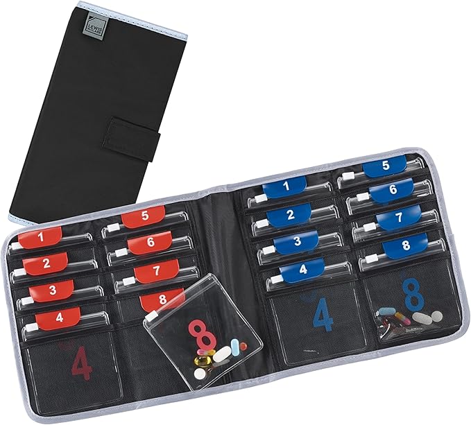 Lewis N. Clark Travel Pill Organizer, Portable Pill Case, Daily Pill Box to Hold Vitamins, Medication, Prescriptions, Or Medicine Storage for Pocket Purse