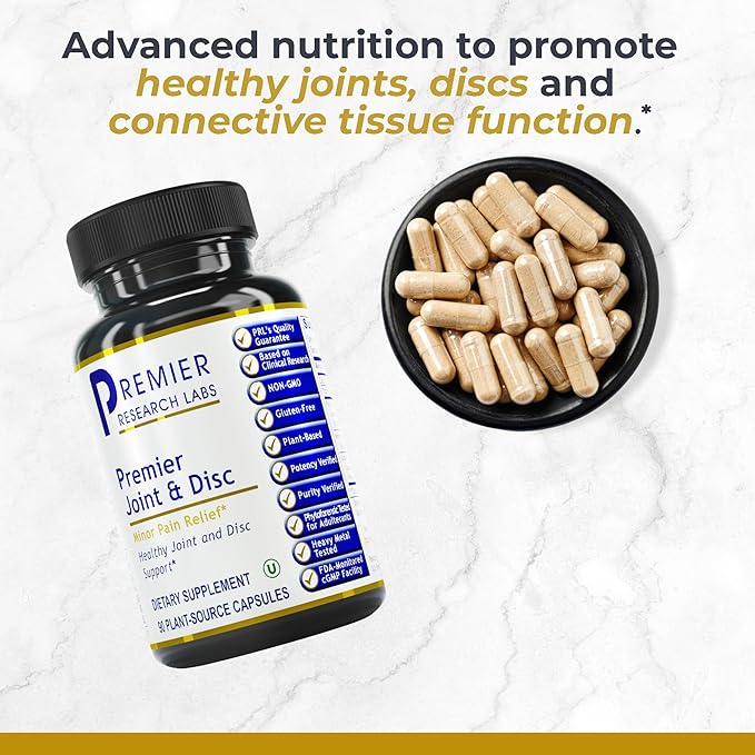 Premier Research Labs Joint & Disc Support Supplement - for Men & Women, Glucosamine, Joint Mobility and Muscle Health, Cartilage Repair, Gluten Free, Plant-Sourced - 90 Capsules