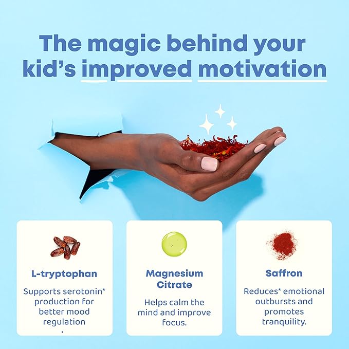 JoySpring Mood Magic for Kids – Natural Mood Support Pixie Sticks Candy with Saffron Extract, Magnesium Citrate & Vitamin D3 | Sugar-Free Powder Drink or Candy | 25 Servings | 4+ Years