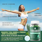 Chlorophyll Gummies - Super Green with Wheat Grass, Sea Moss, Unfiltered ACV & Elderberry, Echinacea, Zinc Complex & Vitamin D3, C, E, B12 for Natural Deodorant, Immune & Digestion Support, 60 Chews