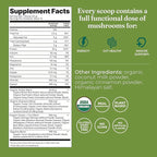Four Sigmatic Organic Plant-Based Protein Powder | Clean Vegan Protein Elevated with Lion’s Mane, Chaga, Cordyceps and More for Brain Function and Immune Support | Unflavored, 16.9 oz
