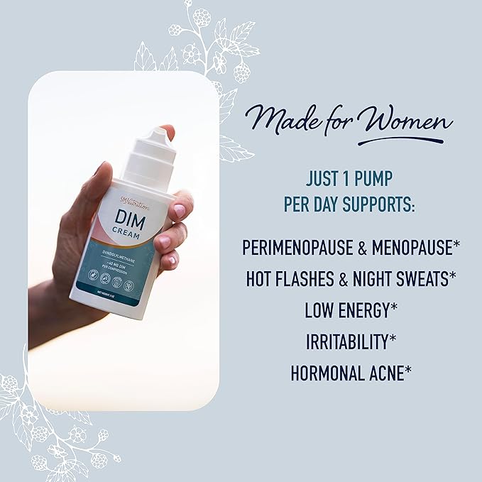 DIM Cream Supplement | Hormone Balancing Cream for Women | Diindolylmethane Supports Estrogen Balance & Relief for Menopause, Perimenopause, Hormonal Acne & Hot Flashes | ~40mg Per Serving | Soy-Free