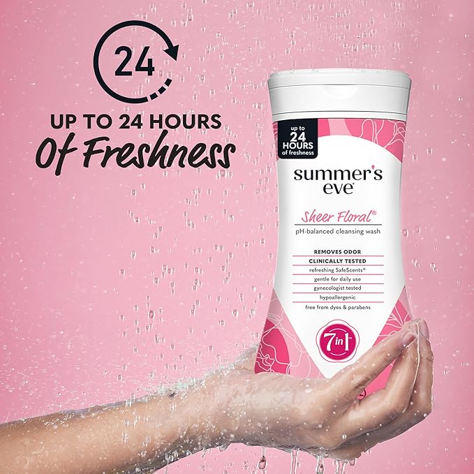 Summer’s Eve Feminine Wash, Sheer Floral, Daily pH-Balanced Body Wash for Women, Feminine Care to Remove Vaginal Odor, Gynecologist Tested, 9 Fl Oz, Pack of 14
