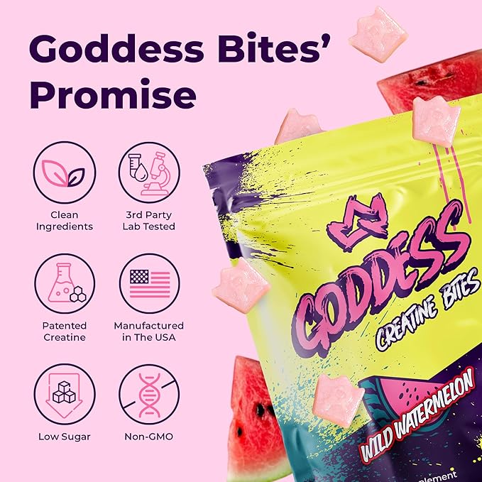 Primal Queen Goddess Creatine Gummies – Low-Sugar Chewable Creatine for Women | Booty and Muscle Builder, Faster Recovery, Strength | High-Potency Wild Watermelon Flavor – 150 Bites (5g per Serving)