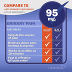 LEADER Urinary Pain Relief Maximum Strength, Fast Relief of UTI Pain, Burning & Urgency, Urinary Tract Infection, Phenazopyridine Hydrochloride 95 mg, 30 Tablets, 5-Pack