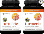 Youtheory Turmeric Extra Strength - 1,000 mg - Supports Muscle & Joint Health* - Contains Bioenhancers, Curcuminoids & Herbal Extracts - USP Verified - 180 Vegetarian Capsules, 2 Pack (180-Day Supply)