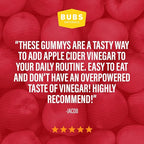 BUBS Naturals Apple Cider Vinegar Gummies with The Mother, All Natural Vegan ACV Gummy Vitamins, Supports Detox, Digestion & Energy Booster with B Vitamins, 60 Count