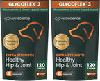 VetriScience Extra Strength Healthy Hip&Joint Chews,GlycoFlex 3,Glucosamine,Green-Lipped Mussel,Joint Support Supplement for Dogs,Promote Mobility&Soothe-Joint Discomfort,Chicken,120 Count (Pack of 2)