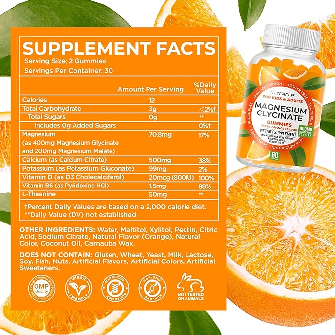 NutraPep Magnesium Glycinate Gummies for Kids & Adults Women & Men - Sugar Free Gluten Free Non-GMO Vegan Chewable Supplement (2 Pack)