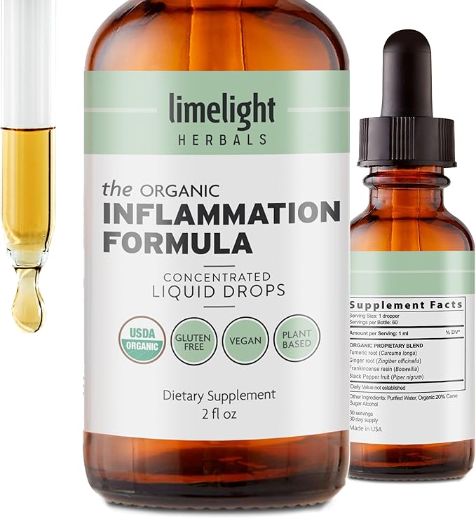 Organic Inflammation Formula Advanced Liquid Drops – Turmeric, Ginger, Boswellia & Black Pepper – Whole-Body Wellness & Inflammatory Support, Joint & Mobility Support – Vegan, Non-GMO – 60 Servings