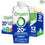 Orgain Clean Protein Shake, Grass Fed Dairy, Vanilla Bean - 20g Whey High Protein, Kosher, Ready to Drink, Low Net Carbs, Gluten Free, No Soy Ingredients, 11 Fl Oz (Pack of 12)