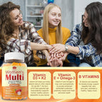 Womens Multivitamin Gummy with Omega 3（DHA/EPA), Vitamin D3 K2, Calcium, Inositol, Daily Womens Vitamin A C E B Complex, L-MethylFolate, Methyl B12,Sugar Free Methylated Multivitamins Minerals, 60Cts