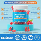 Magnesium Malate Gummies - Magnesium 400mg, L-5-MTHF Folate 680mcg, Methyl B12, B6, L-Theanine & CoQ10 - Sugar Free Methylated Magnesium Complex for Women Men, Methylation, Energy, Muscle & Calm,2Pack