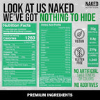 NAKED Vegan Mass - Double Chocolate Weight Gainer - 1,260 Calories, 50G Protein, Nothing Artificial, All Natural Chocolate Protein Powder, Non-GMO, Soy & Gluten Free - 8LB Bulk - 11 Servings