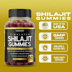 Shilajit Gummies For Men & Women (High Potency Gold Grade with 85+ Trace Minerals with Fulvic Acid) - Energy & Immunity Support - Third Party Tested, Non GMO, Vegan & Made in USA - (60 Gummies)