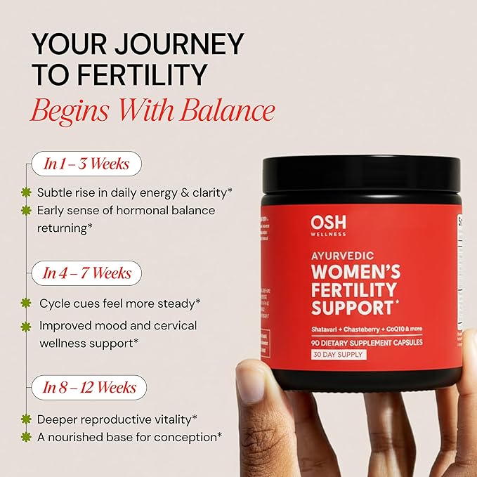 Freshly Moms Ayurvedic Fertility Supplements for Women | Support Ovulation | Conception for Women | Egg Quality | Maca Root, Vitex, & Vitamins | Vegan | 90 Capsules - OSH Wellness