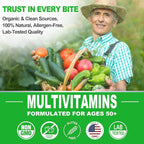 Multivitamin for Men 50 + Plus, Sugar Free Men Multivitamins Gummies w/Omega-3, Coq10, D3k2, Calcium, Magnesium, Zinc, Vitamins A, C & E, Mens Vitamins for 𝖧𝖾𝖱𝗍, Antioxidant, Brain, Bone, 60cts