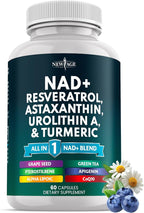 NEW AGE NAD+ Supplement - Astaxanthin, Urolithin A, Resveratrol, CoQ10 & Antioxidant Blend – Cellular Energy, Mitochondrial Support – Vegan, Non-GMO- 60 Count