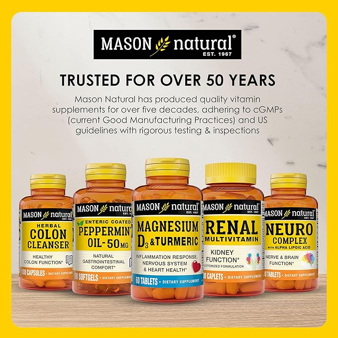 MASON NATURAL Korean Ginseng 1,000 mg, Supports Energy, Endurance & Vitality, 60 Tablets