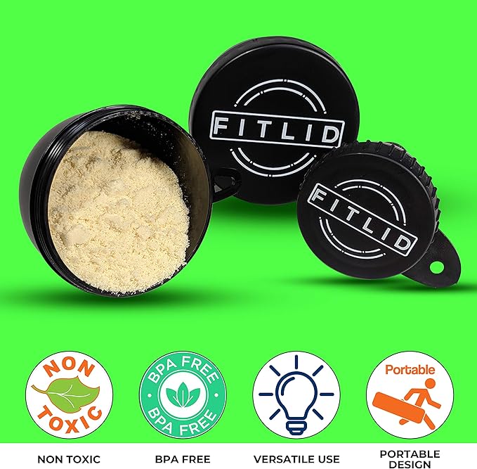 Small & Large 2-Pack Portable Protein Supplement Funnels, Great for Pre-workout, BCAA's, and Protein Powder. Easy & Mess Free Container for Workout, Travel, To-Go, Fitness, WOD.