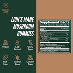 Lions Mane Mushroom Gummies for Adults, 140 Count Bulk Lion's Mane Chewables, High Potency 10:1 Organic Extract amounts to 2000mg, Supplement Supports Mental Clarity, Focus, Mood and Brain Fog