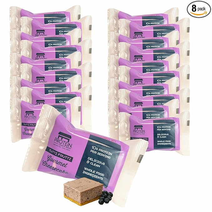 Low Carb Protein Cheesecake Bars | High Protein, Gluten-Free, Clean Ingredients Snack Bars (8, Tutti Frutti)