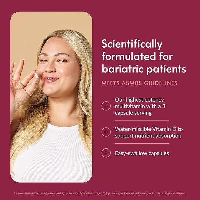 Bariatric Advantage Ultra Multivitamin with Iron - Ultra Multi with Iron - Capsule Format Multivitamin - Provides Full Complex of B Vitamins - with Vitamin C, Chromium & More - 90 Capsules