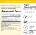 NatureWise Vegan Vitamin D3 + K2 - Natural D3 5000IU + Natural Vitamin K2 100mcg - Bone Support - High Absorption with Organic Cold-Pressed Olive Oil - Non-GMO