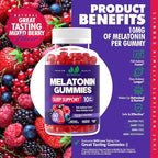 Melatonin 10mg Gummies with 10mg of Melatonin Per Gummy (60 Servings) - Maximum Strength Sleep Support for Adults - Gluten-Free, Non-GMO, Vegetarian, Great Tasting Mixed Berry Flavor - 60 Servings